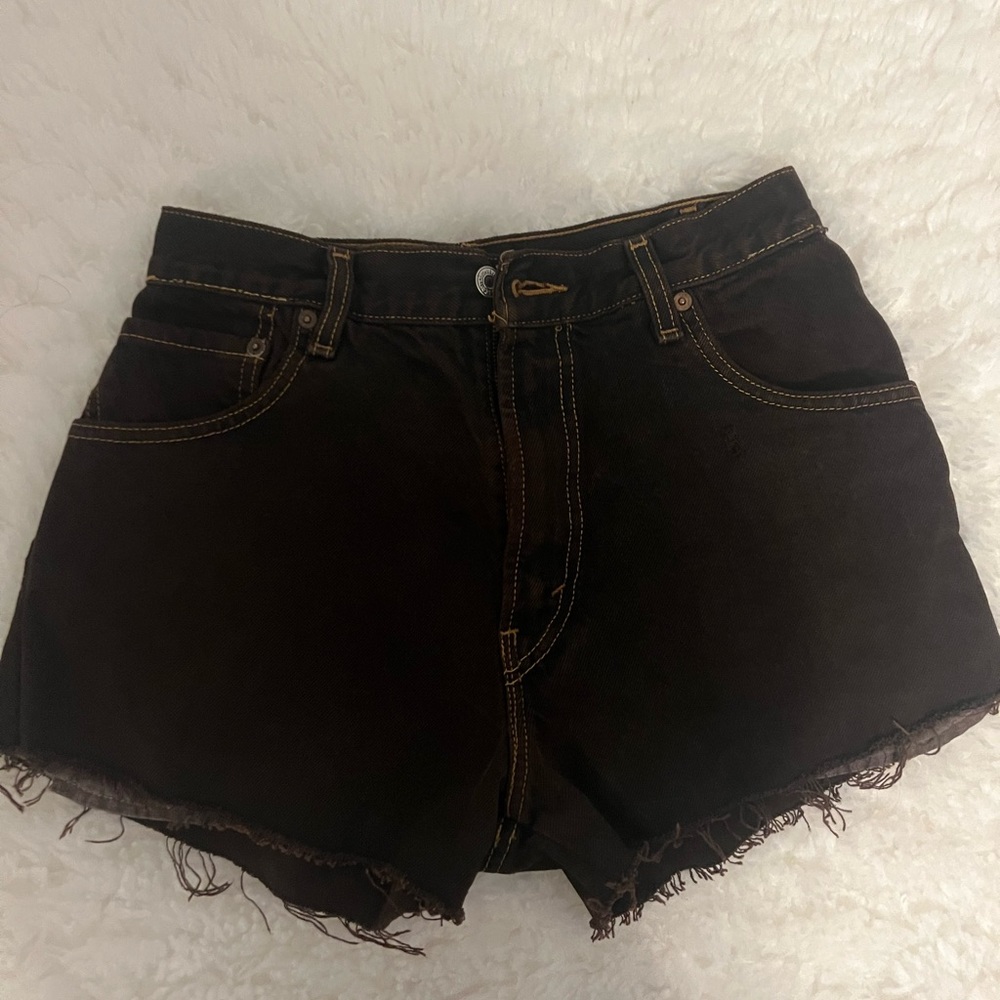 Urban renewal recycled Levi's brown denim shorts